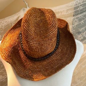 Free People Dark Brown Straw Sun Hat